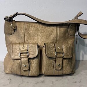 Fossil Classic 75082 Subtle‎ Gold Metallic Leather Shoulder Bag Purse READ